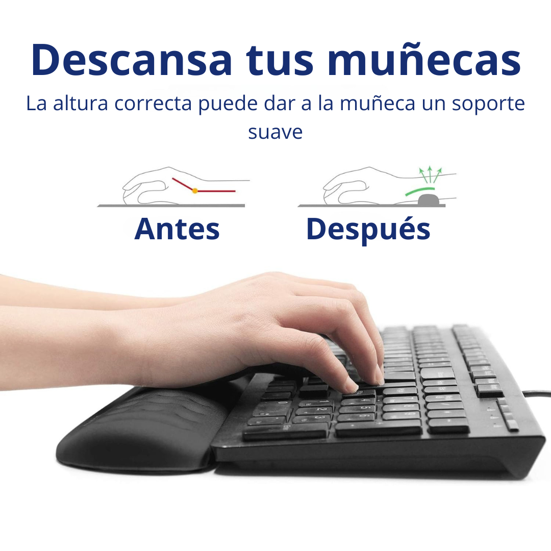 PAD ALMOHADILLA CON MEMORY FOAM VISCOELASTICA Y ERGONÓMICA PARA TECLADO