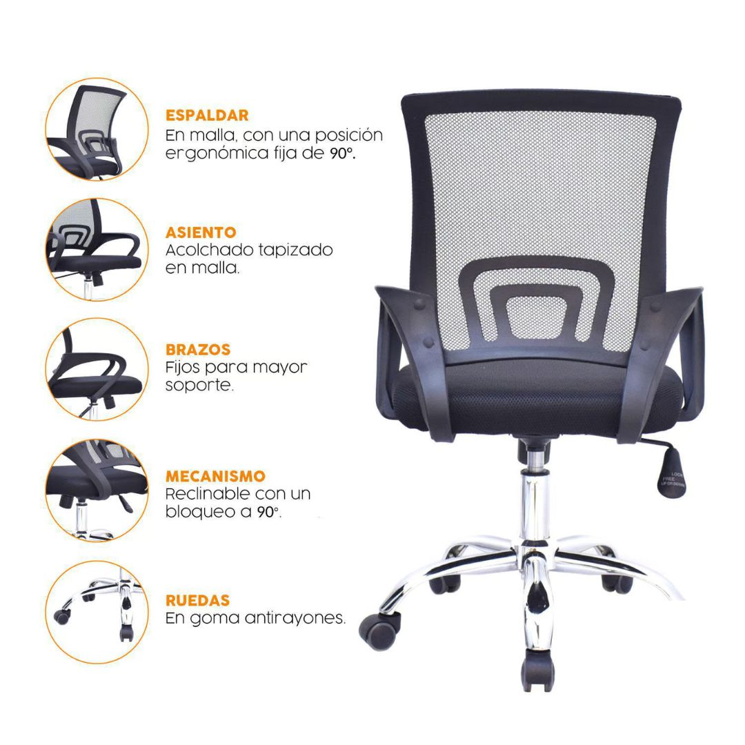 SILLA DE OFICINA ATLANTIS PACK POR 6 UNIDADES