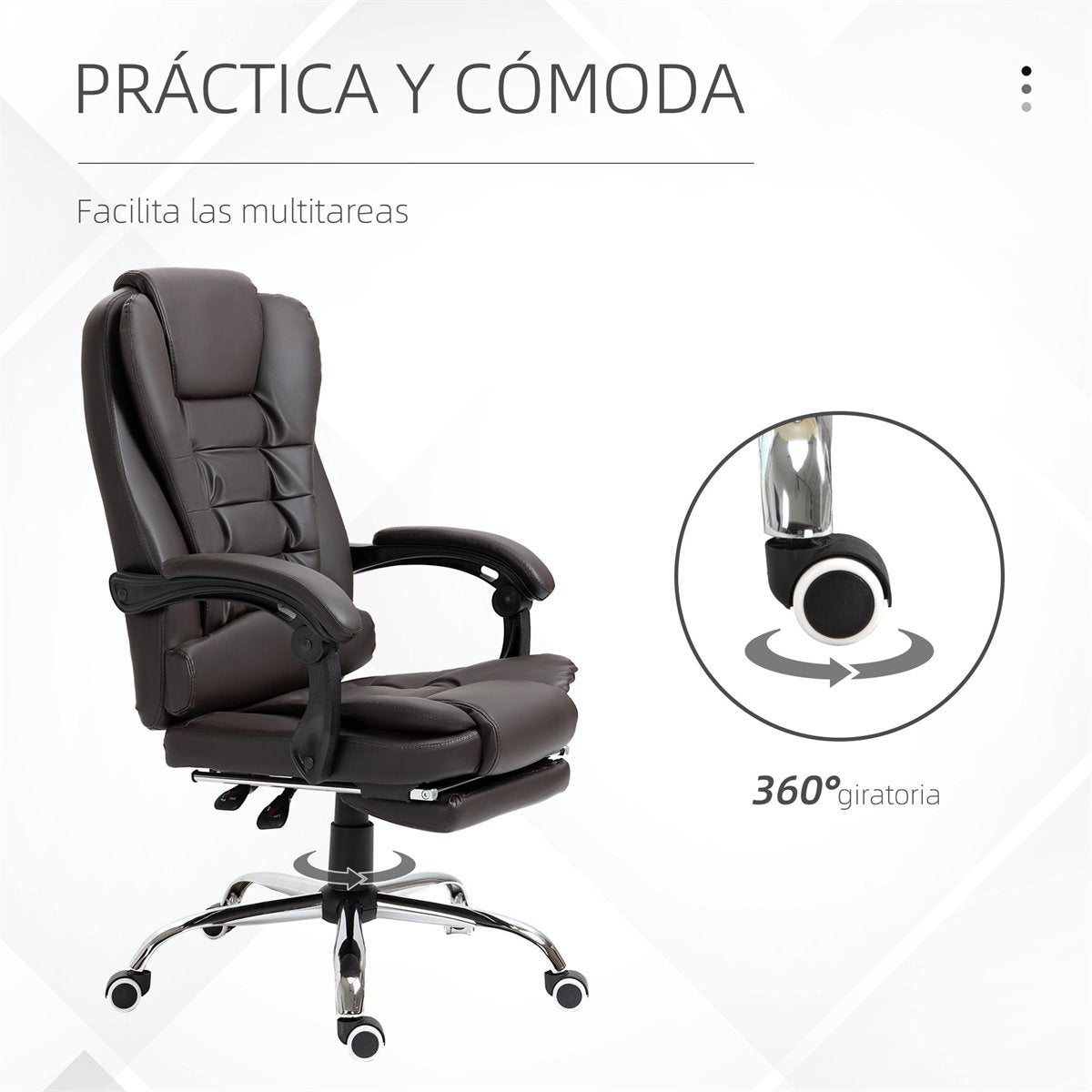 SILLA DE OFICINA ERGONÓMICA MODELO GERENCIAL - 7 VIBROMASAJES -COLOR MARRÓN CAFÉ