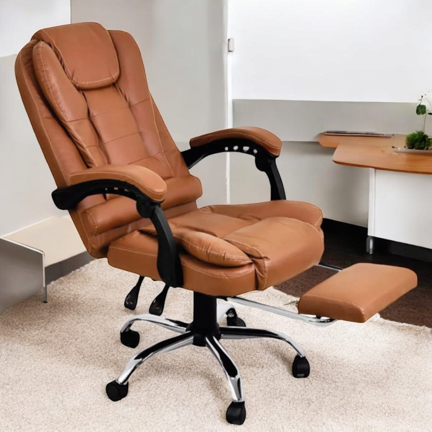SILLA DE OFICINA ERGONÓMICA MODELO GERENCIAL - 7 VIBROMASAJES -COLOR ÁMBAR