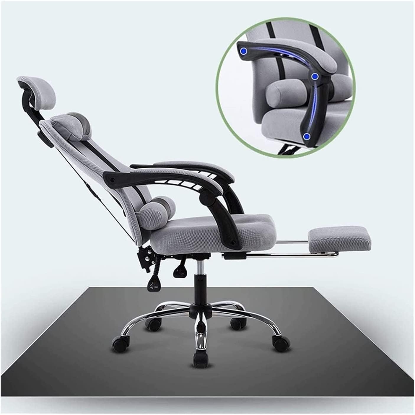 SILLA DE OFICINA CON RECLINACIÓN 135° color GRIS
