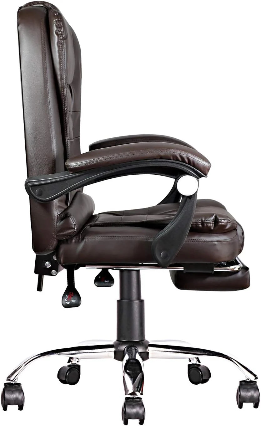 SILLA DE OFICINA ERGONÓMICA MODELO GERENCIAL - 7 VIBROMASAJES -COLOR MARRÓN CAFÉ