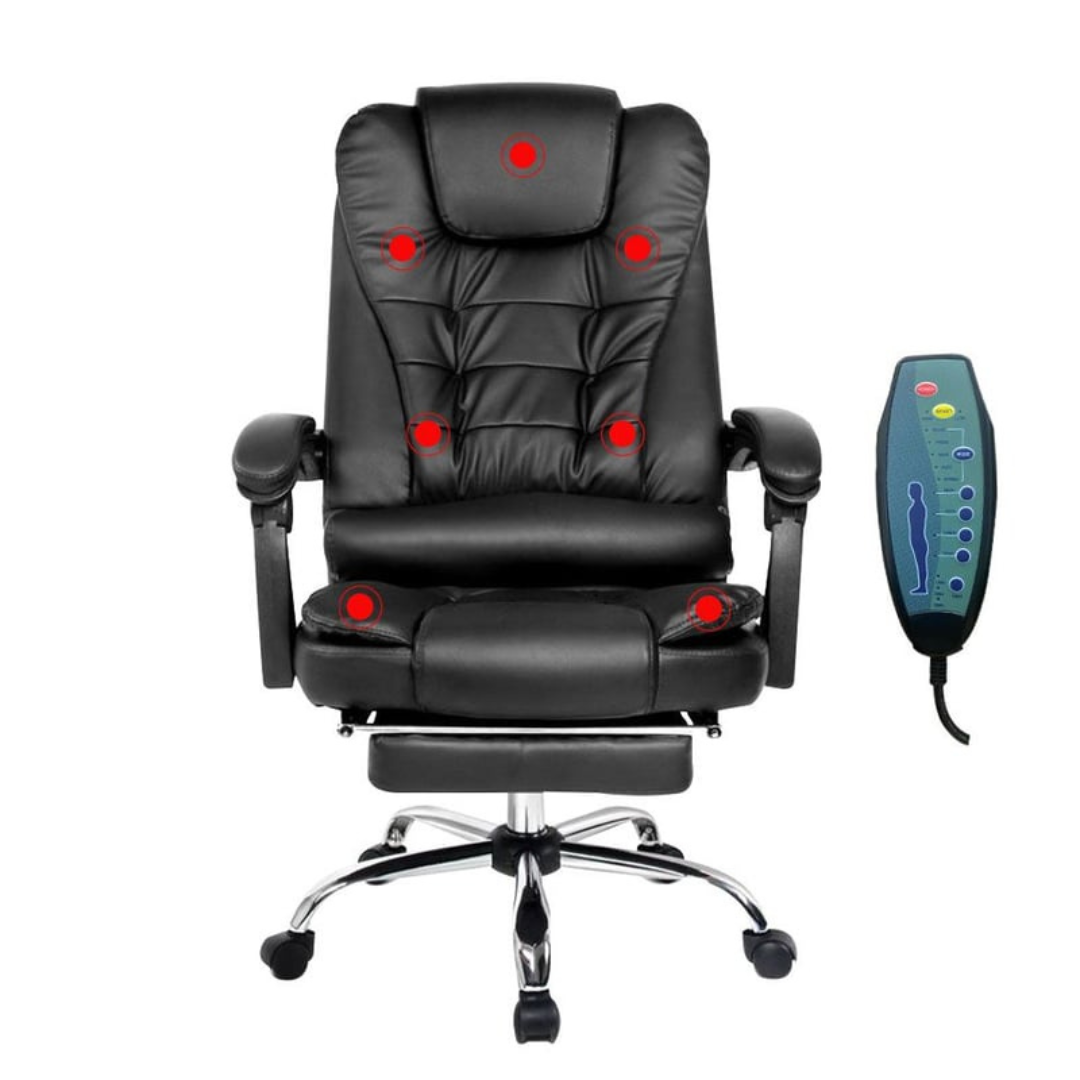 SILLA DE OFICINA ERGONÓMICA MODELO GERENCIAL - 7 VIBROMASAJES -COLOR NEGRO