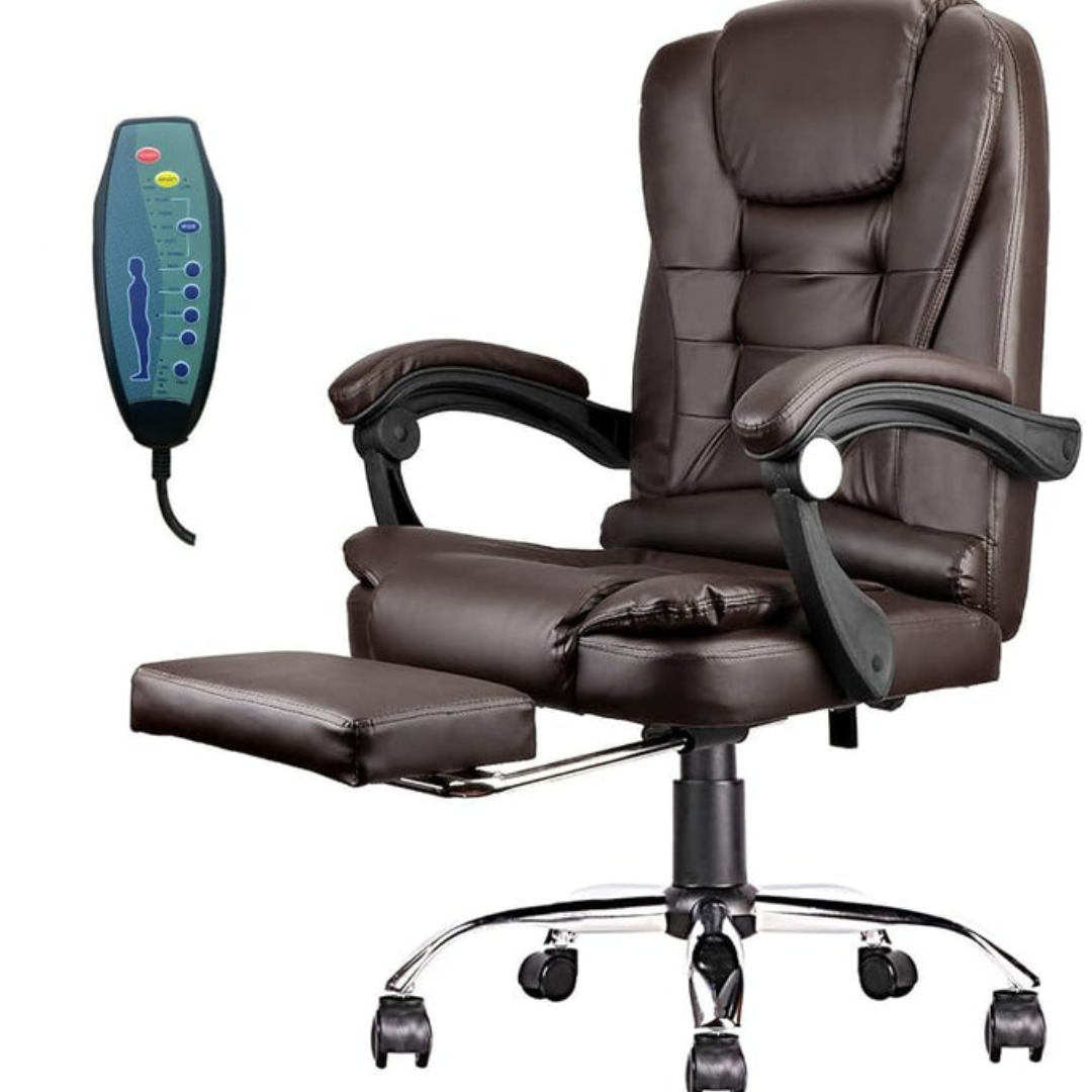 SILLA DE OFICINA ERGONÓMICA MODELO GERENCIAL - 7 VIBROMASAJES -COLOR MARRÓN CAFÉ