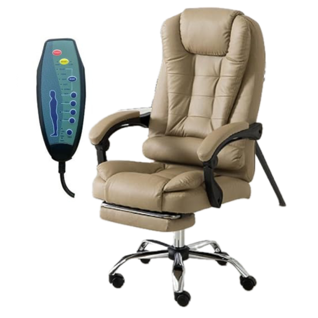 SILLA DE OFICINA ERGONÓMICA MODELO GERENCIAL - 7 VIBROMASAJES -COLOR CAPUCCINO