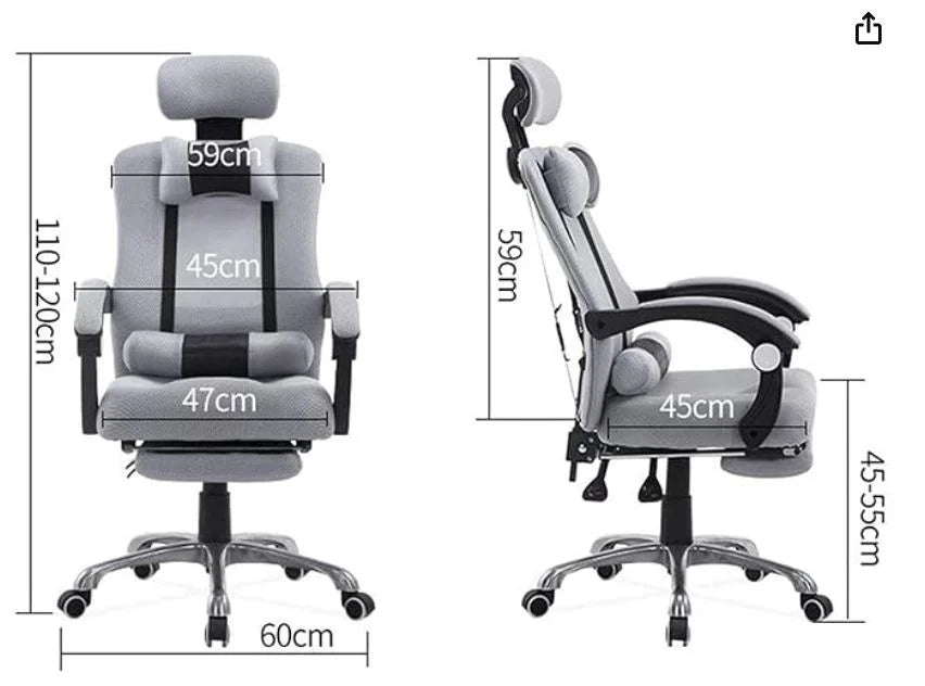 SILLA DE OFICINA CON RECLINACIÓN 135° color NEGRO