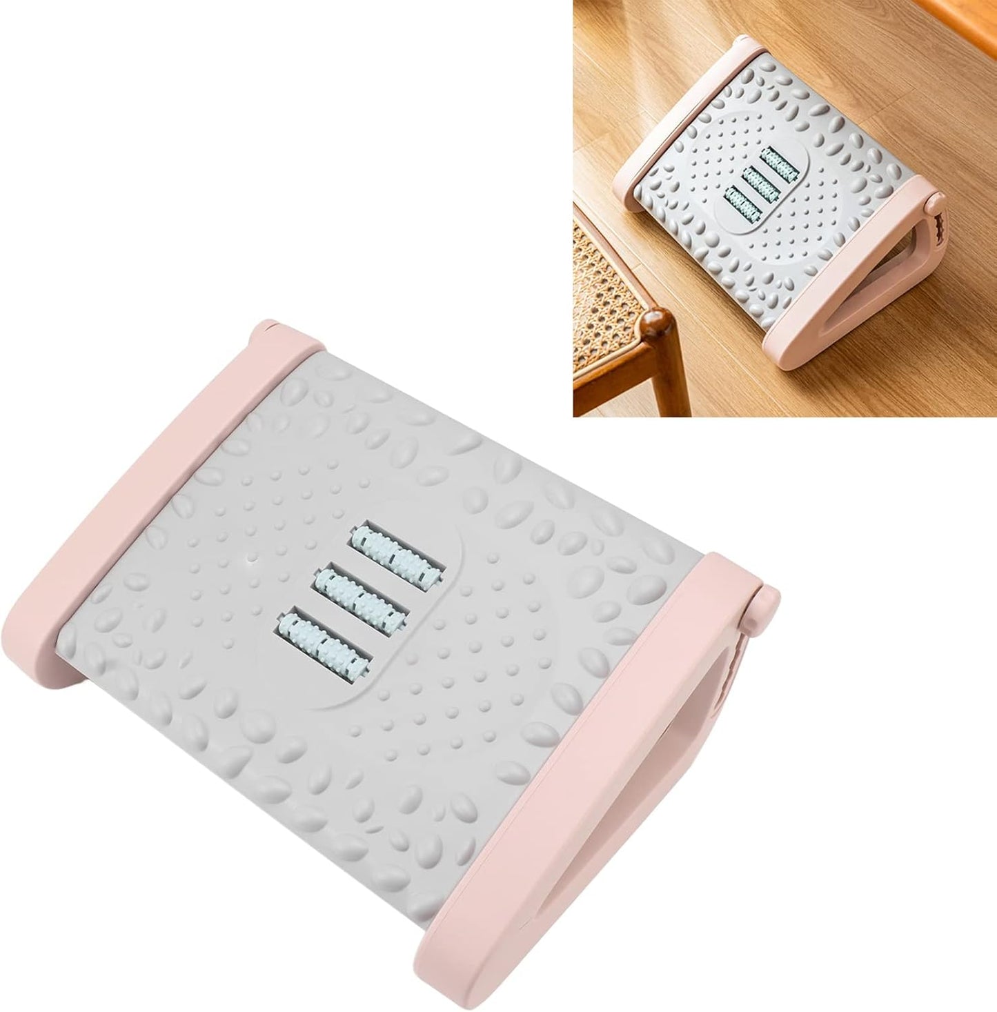 REPOSAPIES ERGONÓMICO EN 6 POSICIONES CON TEXTURA DE MASAJE Y RODILLO - COLOR ROSADO