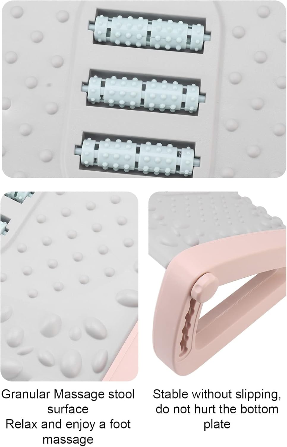 REPOSAPIES ERGONÓMICO EN 6 POSICIONES CON TEXTURA DE MASAJE Y RODILLO - COLOR ROSADO