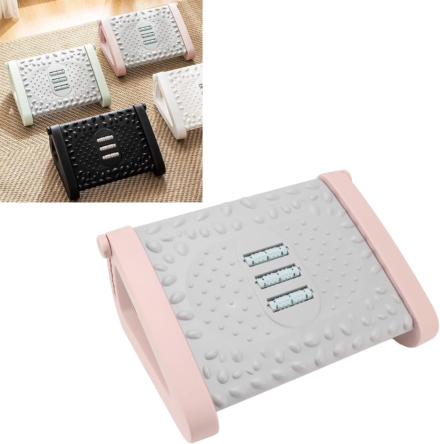 REPOSAPIES ERGONÓMICO EN 6 POSICIONES CON TEXTURA DE MASAJE Y RODILLO - COLOR ROSADO
