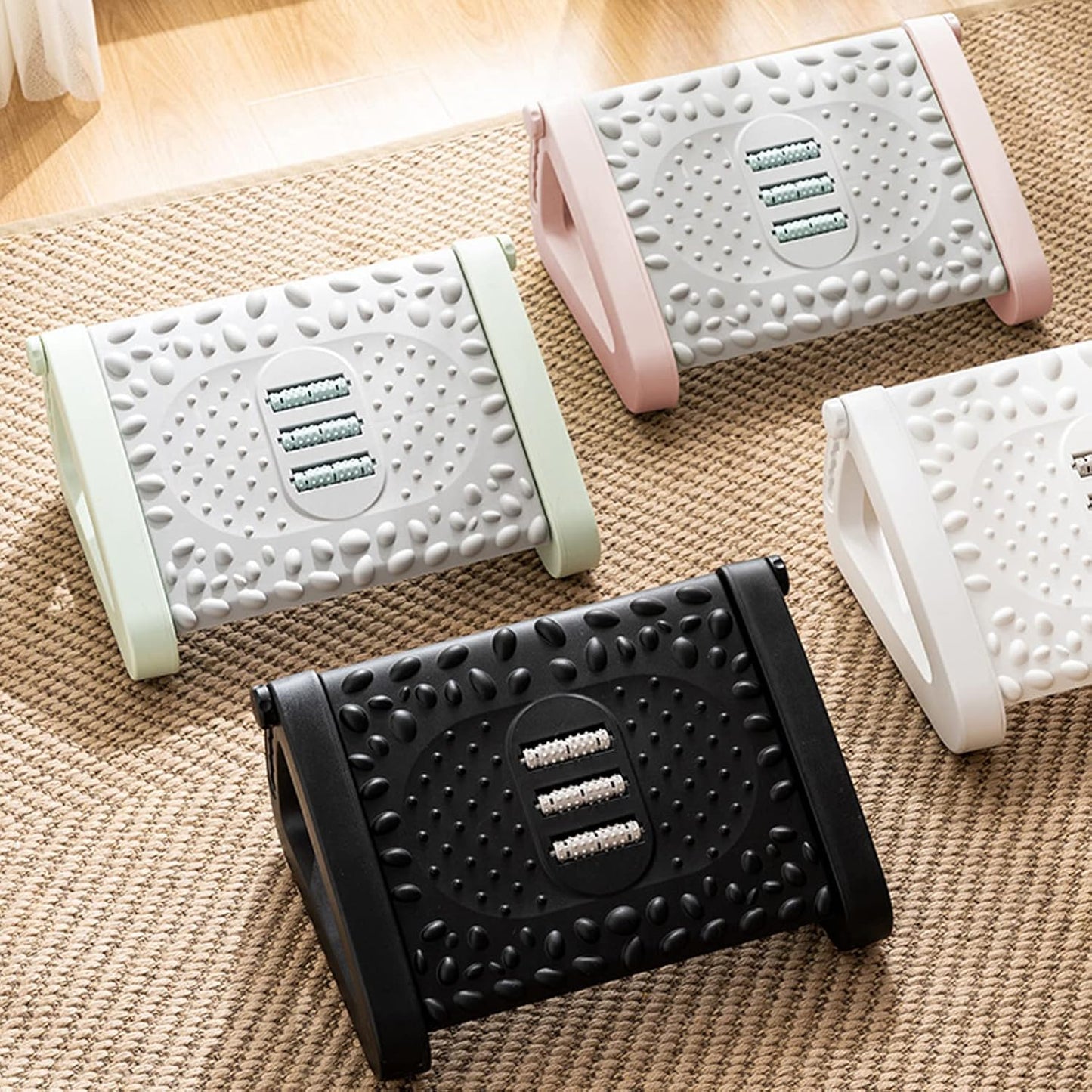 REPOSAPIES ERGONÓMICO EN 6 POSICIONES CON TEXTURA DE MASAJE Y RODILLO - COLOR VERDE