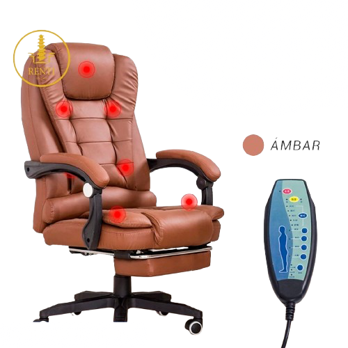 SILLA DE OFICINA ERGONÓMICA MODELO GERENCIAL - 7 VIBROMASAJES -COLOR ÁMBAR