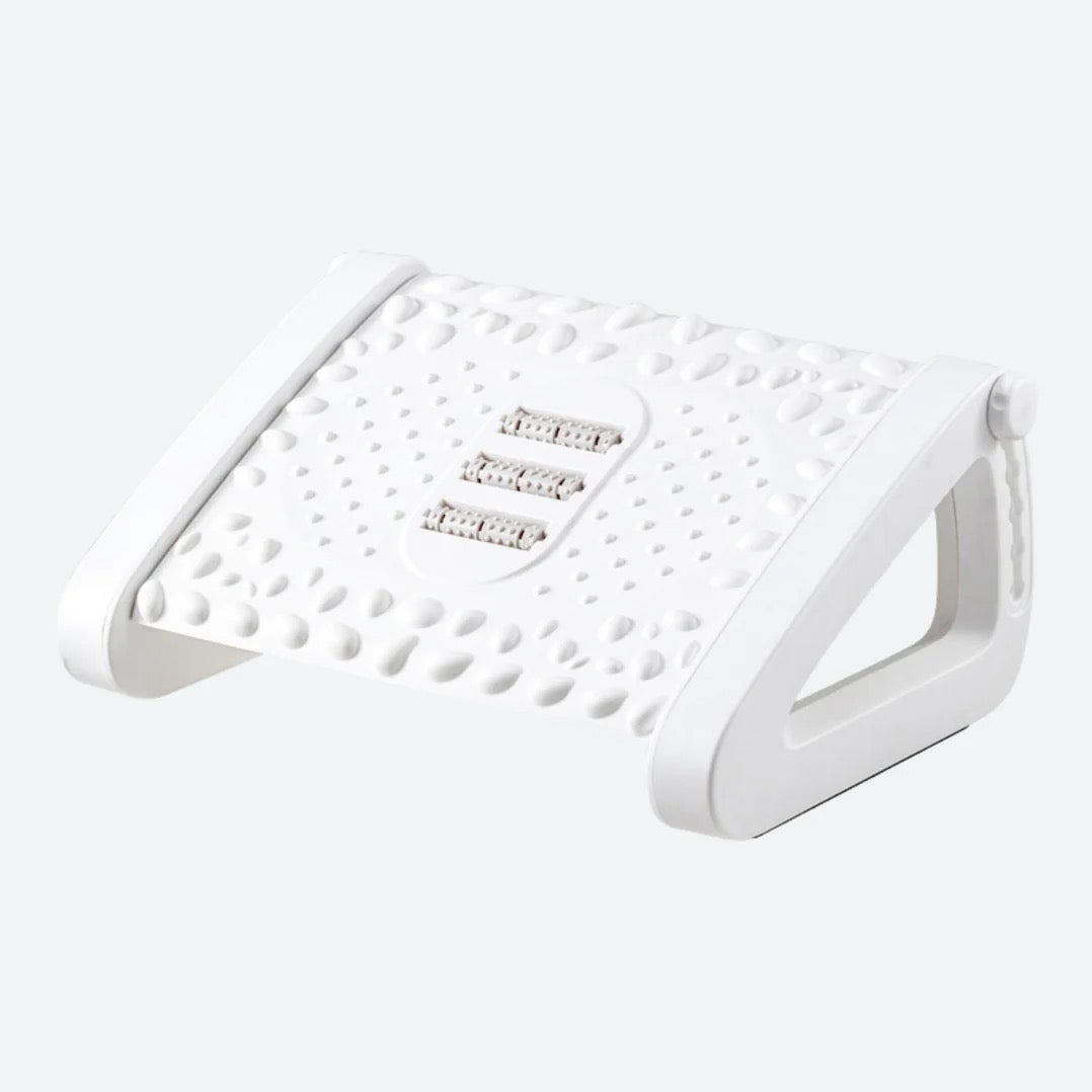 REPOSAPIES ERGONÓMICO EN 6 POSICIONES CON TEXTURA DE MASAJE Y RODILLO - COLOR BLANCO