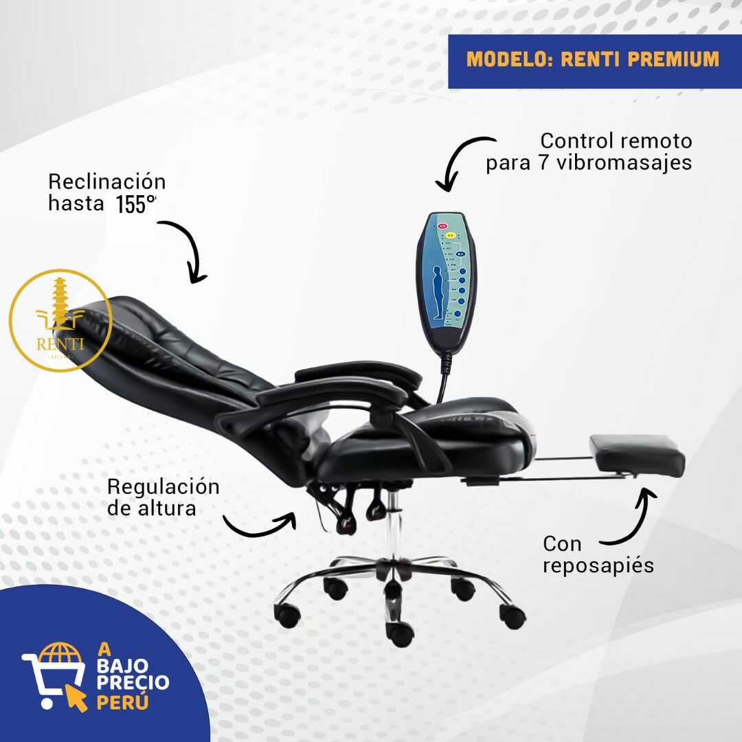 SILLA DE OFICINA ERGONÓMICA MODELO GERENCIAL - 7 VIBROMASAJES -COLOR ÁMBAR