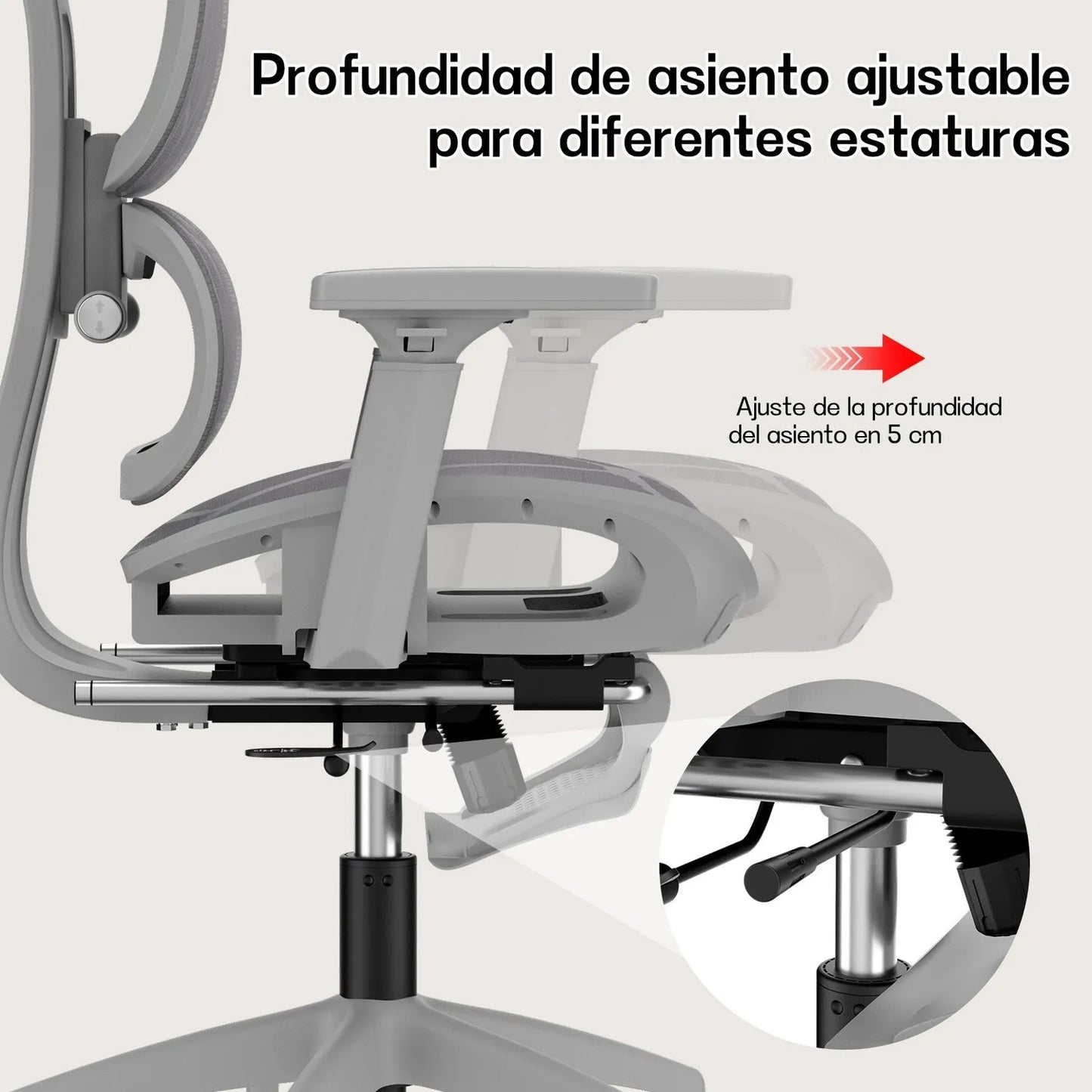 SILLA DE OFICINA SUPER ERGONÓMICA MADRID REPOSABRAZO 4D, REPOSAPIES, RECLINABLE 135°, ASIENTO Y LUMBAR AJUSTABLE