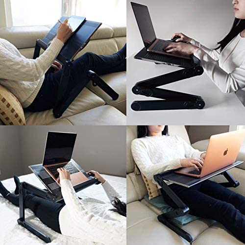 MESA PARA LAPTOP ERGONÓMICA CON COOLER Y BANDEJA PARA MOUSE, ÁNGULOS GRADUABLES.- COLOR NEGRO