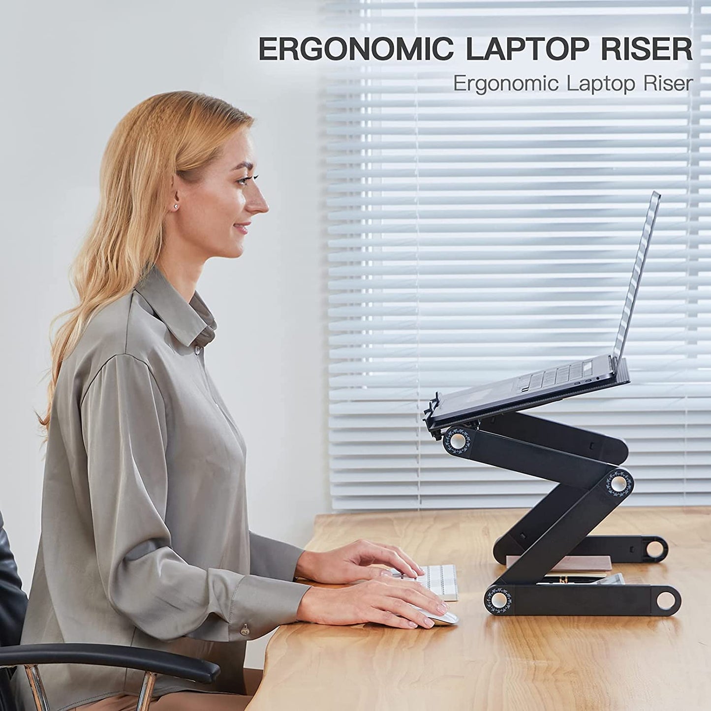 MESA PARA LAPTOP ERGONÓMICA CON COOLER Y BANDEJA PARA MOUSE, ÁNGULOS GRADUABLES.- COLOR NEGRO