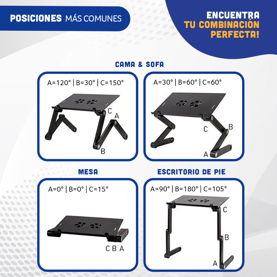 MESA PARA LAPTOP ERGONÓMICA CON COOLER Y BANDEJA PARA MOUSE, ÁNGULOS GRADUABLES.- COLOR MAGENTA