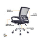 SILLA DE OFICINA ATLANTIS ERGONOMICA GIRATORIA DE MALLA TIPO MESH