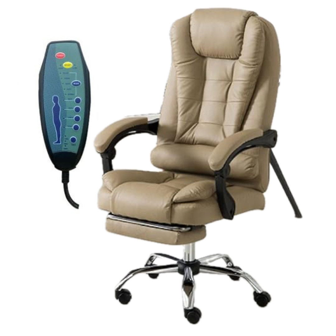 SILLA ERGONÓMICA GERENCIAL PARA OFICINA - 7 VIBROMASAJES -COLOR CAPUCCINO