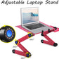 MESA PARA LAPTOP ERGONÓMICA CON COOLER Y BANDEJA PARA MOUSE, ÁNGULOS GRADUABLES.- COLOR MAGENTA