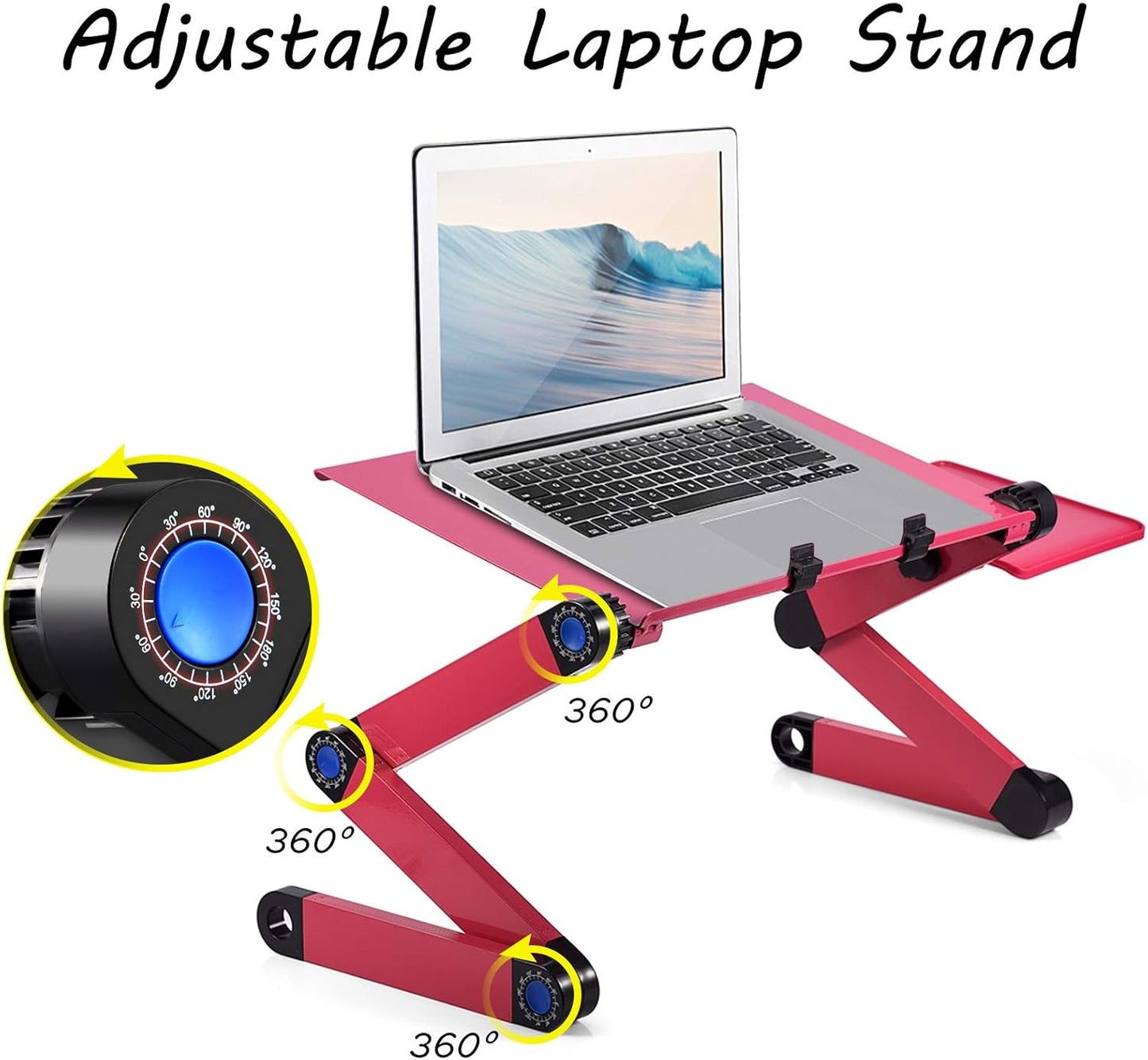 MESA PARA LAPTOP ERGONÓMICA CON COOLER Y BANDEJA PARA MOUSE, ÁNGULOS GRADUABLES.- COLOR MAGENTA