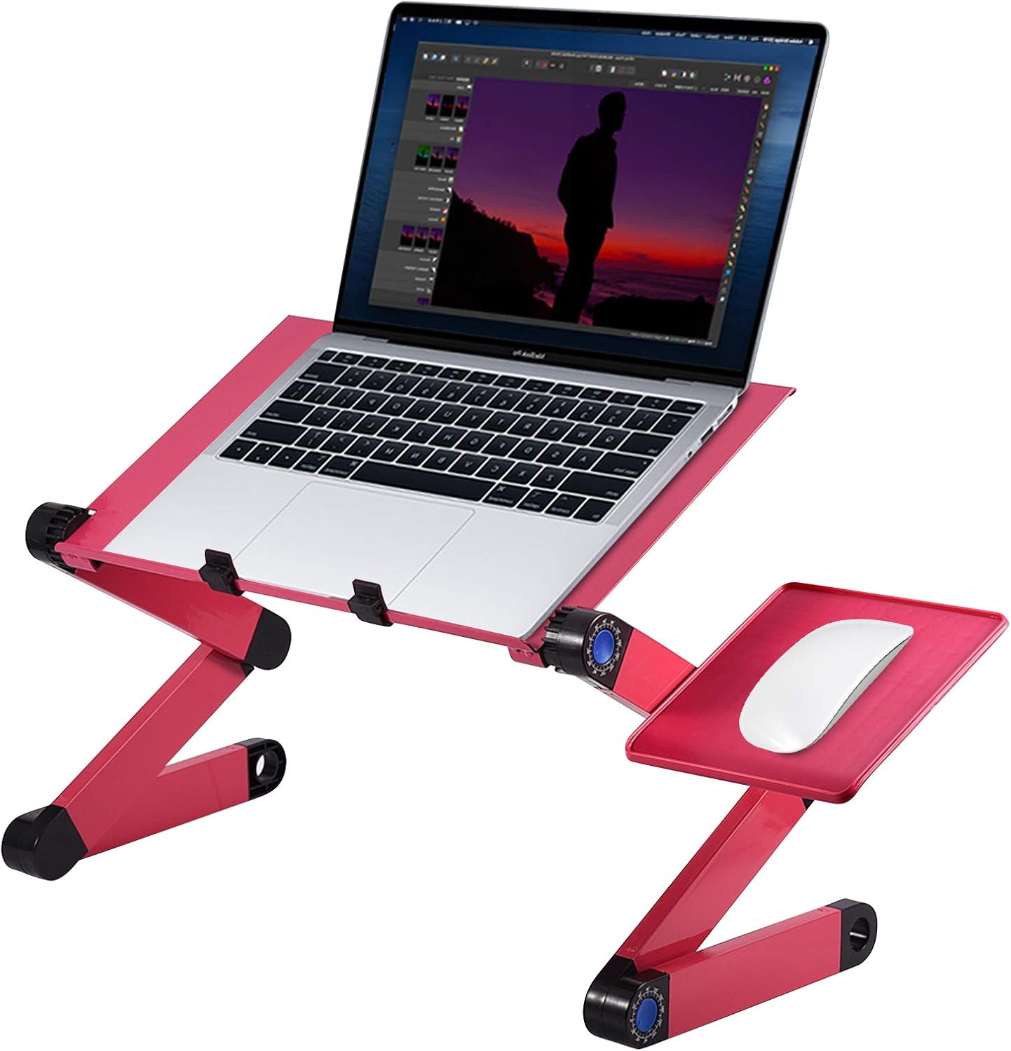 MESA PARA LAPTOP ERGONÓMICA CON COOLER Y BANDEJA PARA MOUSE, ÁNGULOS GRADUABLES.- COLOR MAGENTA