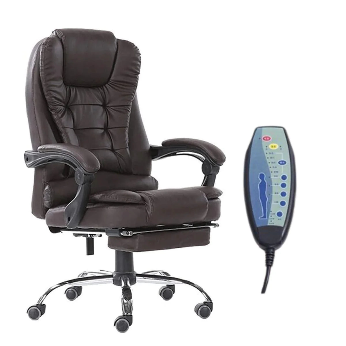 SILLA ERGONÓMICA GERENCIAL PARA OFICINA - 7 VIBROMASAJES -COLOR MARRÓN CAFÉ
