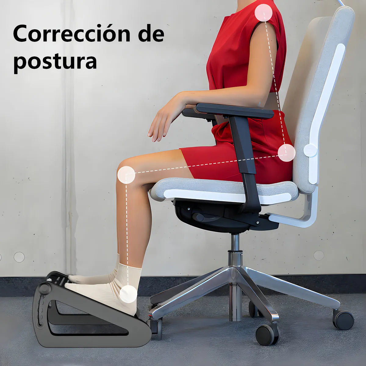 REPOSAPIES ERGONÓMICO EN 6 POSICIONES CON TEXTURA DE MASAJE Y RODILLO - COLOR NEGRO