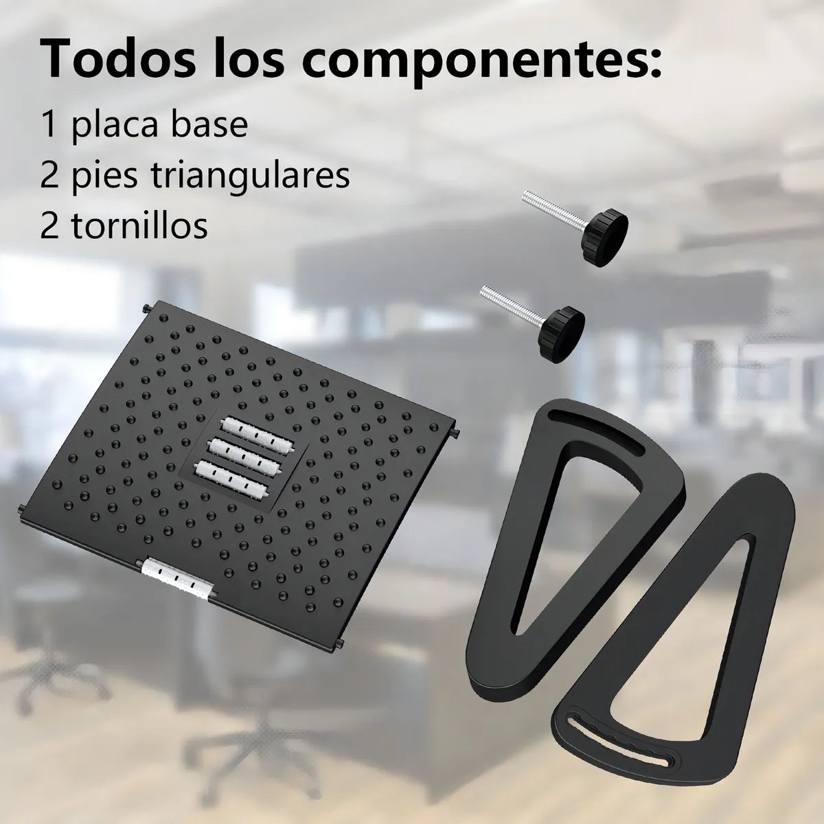 REPOSAPIES ERGONÓMICO EN 6 POSICIONES CON TEXTURA DE MASAJE Y RODILLO - COLOR NEGRO