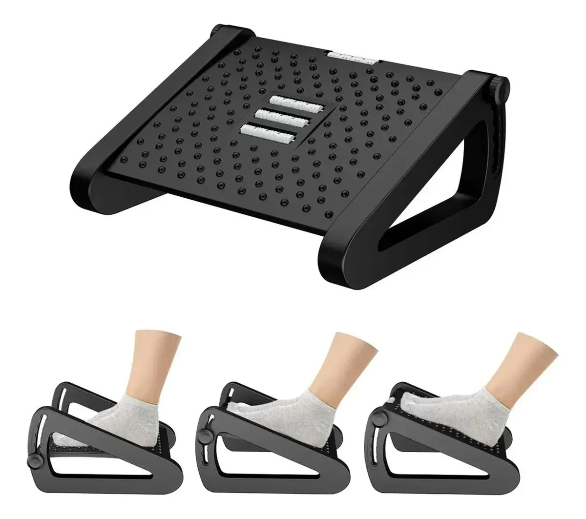 REPOSAPIES ERGONÓMICO EN 6 POSICIONES CON TEXTURA DE MASAJE Y RODILLO - COLOR NEGRO