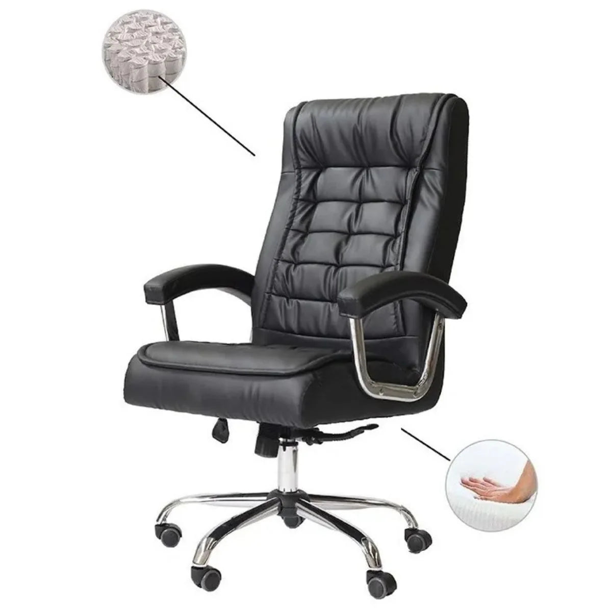 Silla Ergonómica Executive Boss Acolchada | Cuero Sintético Premium y Reclinación