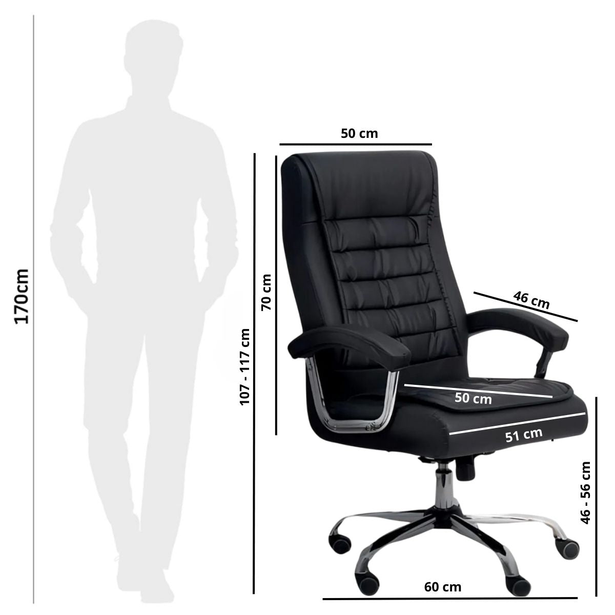 Silla Ergonómica Executive Boss Acolchada | Cuero Sintético Premium y Reclinación
