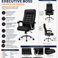 Silla Ergonómica Executive Boss Acolchada | Cuero Sintético Premium y Reclinación