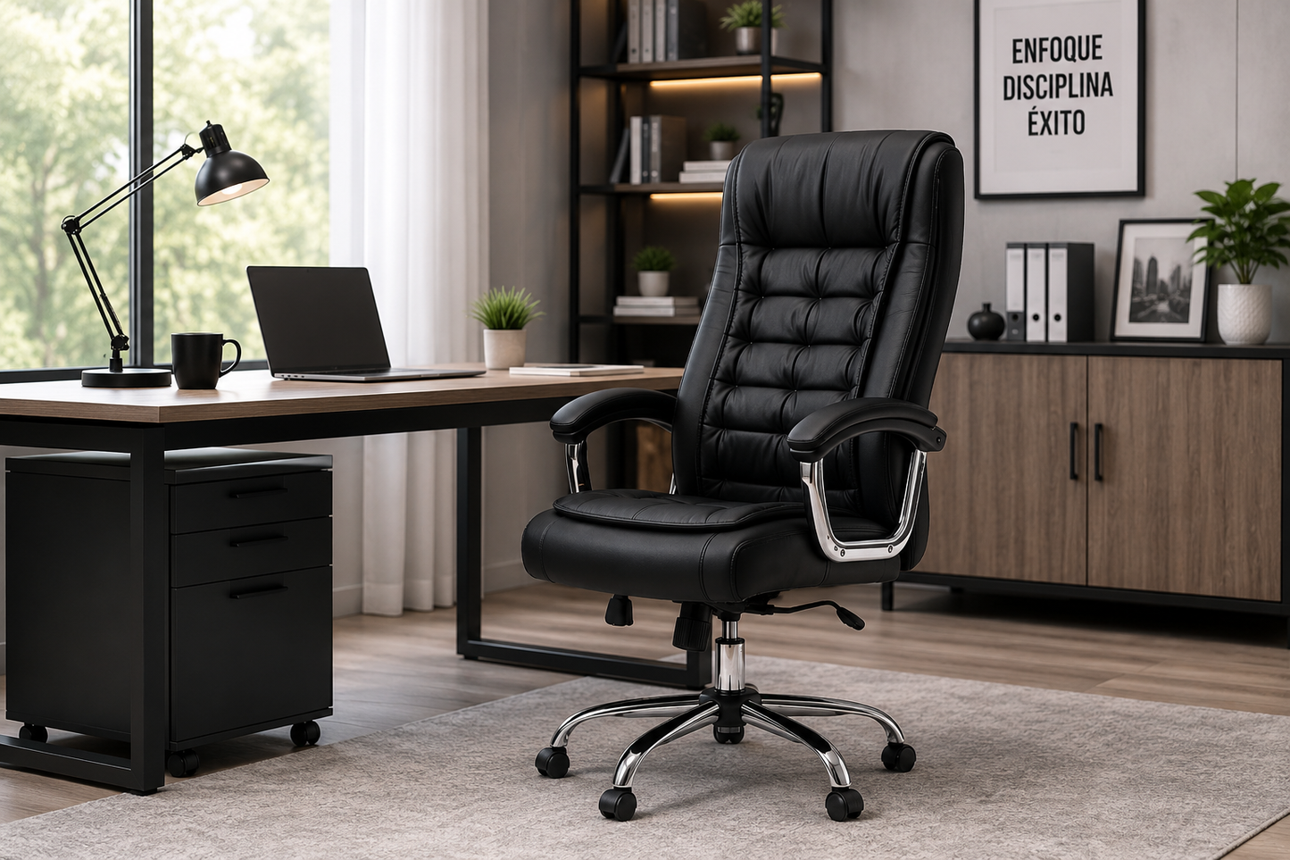 Silla Ergonómica Executive Boss Acolchada | Cuero Sintético Premium y Reclinación