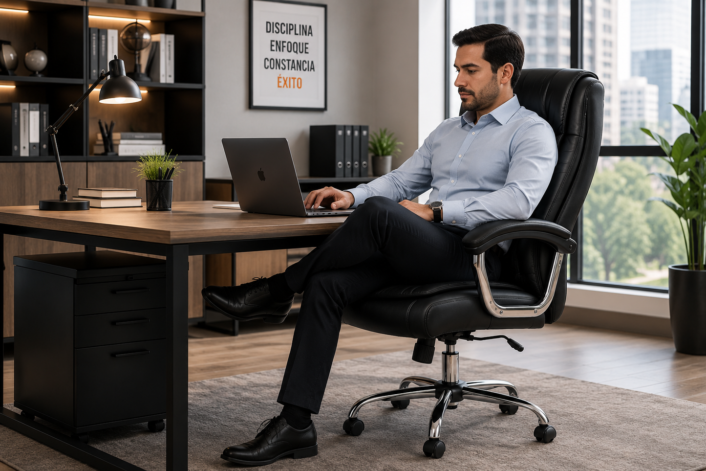 Silla Ergonómica Executive Boss Acolchada | Cuero Sintético Premium y Reclinación