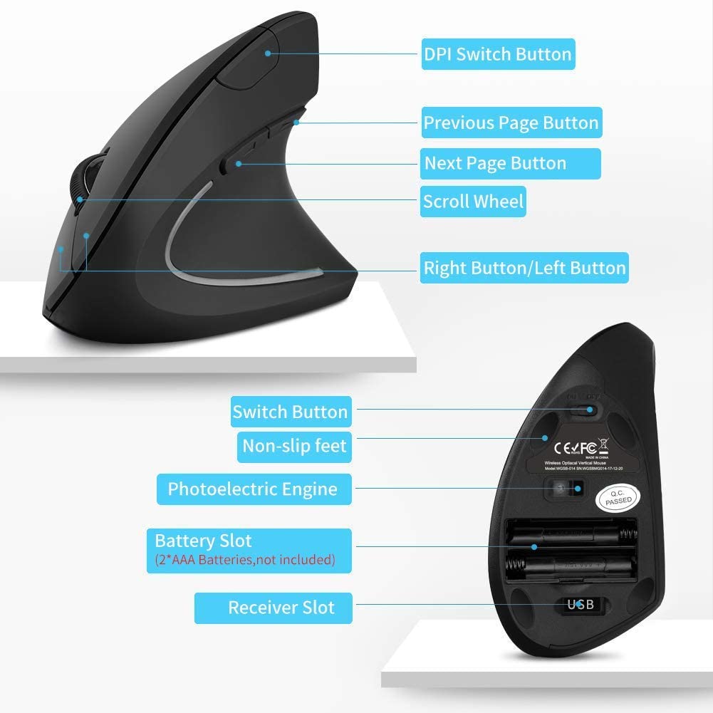 MOUSE ERGONÓMICO P/DIESTROS + PAD MOUSE MEMORY FOAM GRATIS