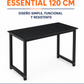 Escritorio Ergonómico Essential 120 cm con Estructura Metálica – Negro