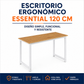 Escritorio Ergonómico Essential 120 cm con Estructura Metálica – Roble beige y blanco