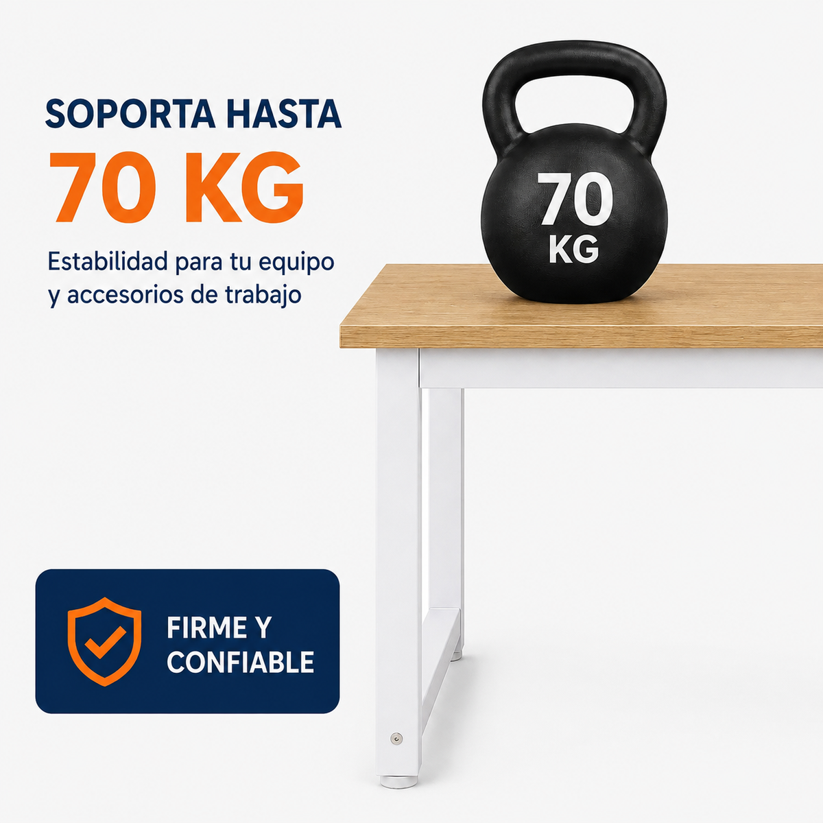 Escritorio Ergonómico Essential 120 cm con Estructura Metálica – Roble beige y blanco