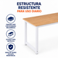Escritorio Ergonómico Essential 120 cm con Estructura Metálica – Roble beige y blanco