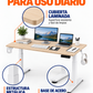 Stand Desk roble beige con estructura blanca y base de acero