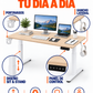 Escritorio Stand Desk roble beige con portavasos, gancho lateral y control eléctrico