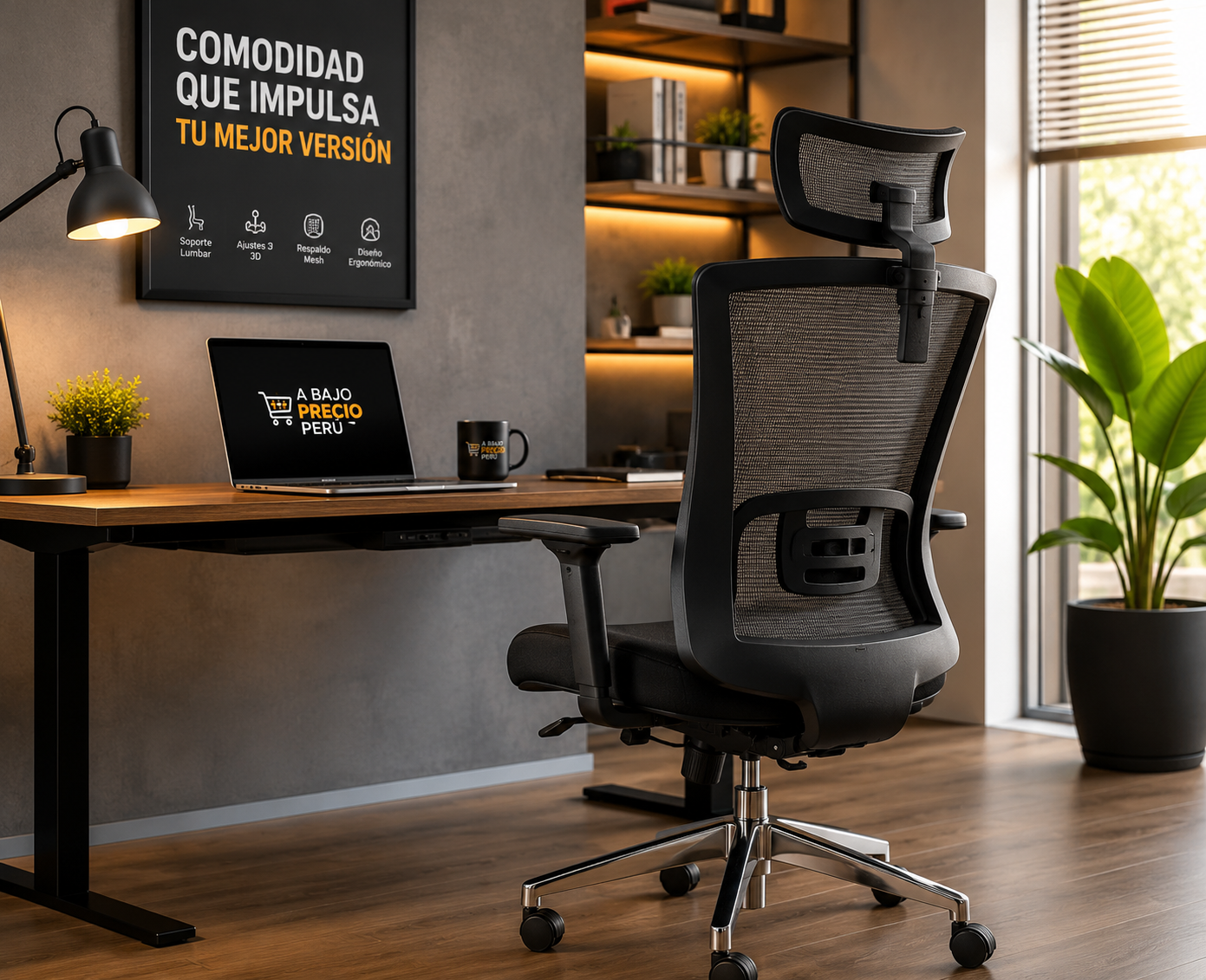Silla Ergonómica Focus 3D con Brazos 3D y Soporte Lumbar