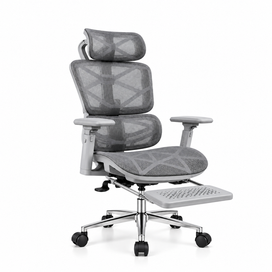 SILLA DE OFICINA SUPER ERGONÓMICA MADRID PRO REPOSABRAZO 3D, REPOSAPIES, RECLINABLE 135°, ASIENTO Y LUMBAR AJUSTABLE