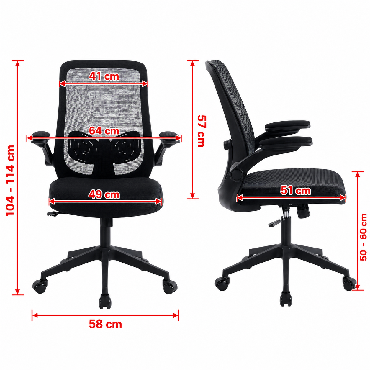 Silla Ergonómica Ejecutiva Mesh con Soporte Lumbar y Brazos Abatibles – Executive One Negra