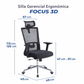 Silla Ergonómica Focus 3D con Brazos 3D y Soporte Lumbar