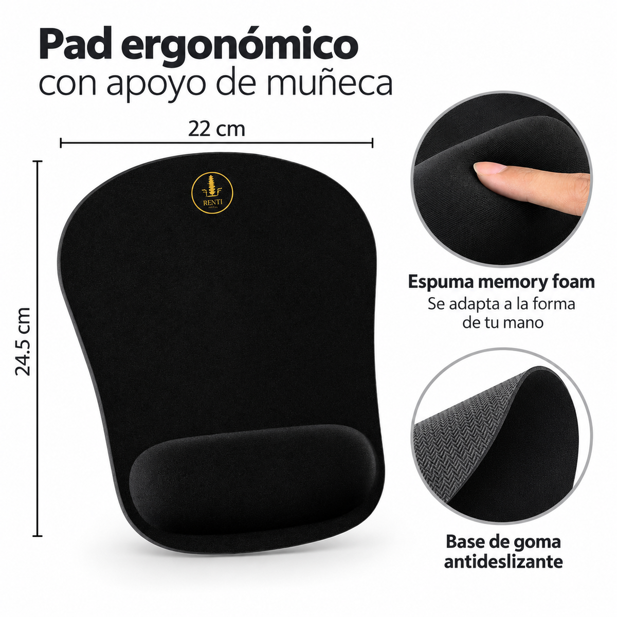 PAD MOUSE ERGONÓMICO CON MEMORY FOAM