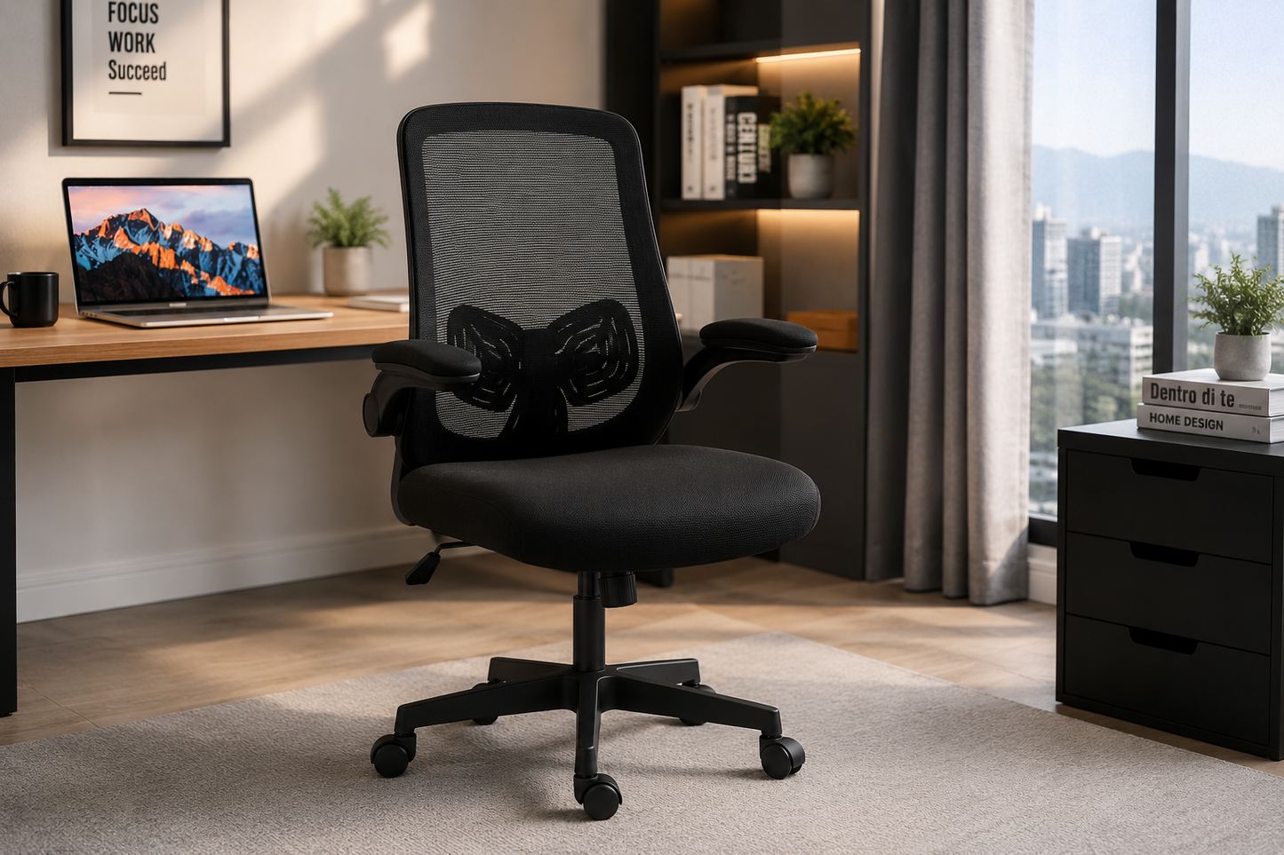 Silla Ergonómica Ejecutiva Mesh con Soporte Lumbar y Brazos Abatibles – Executive One Negra