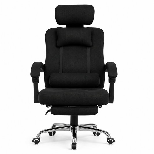 Silla ergonómica Relax Pro 135° negra con reposapiés extendible