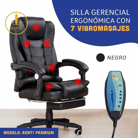 SILLA ERGONÓMICA GERENCIAL PARA OFICINA - 7 VIBROMASAJES -COLORES VARIOS